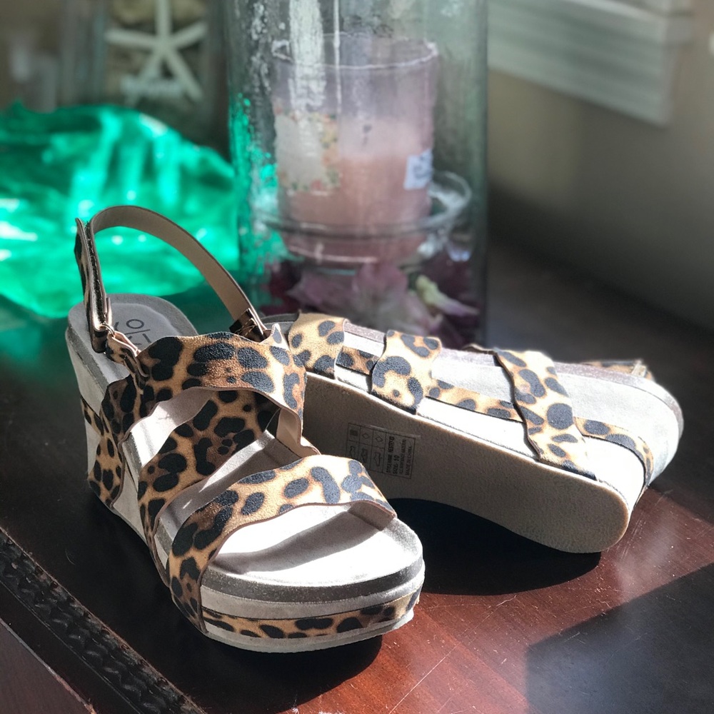 Cheetah print wedge sandals
